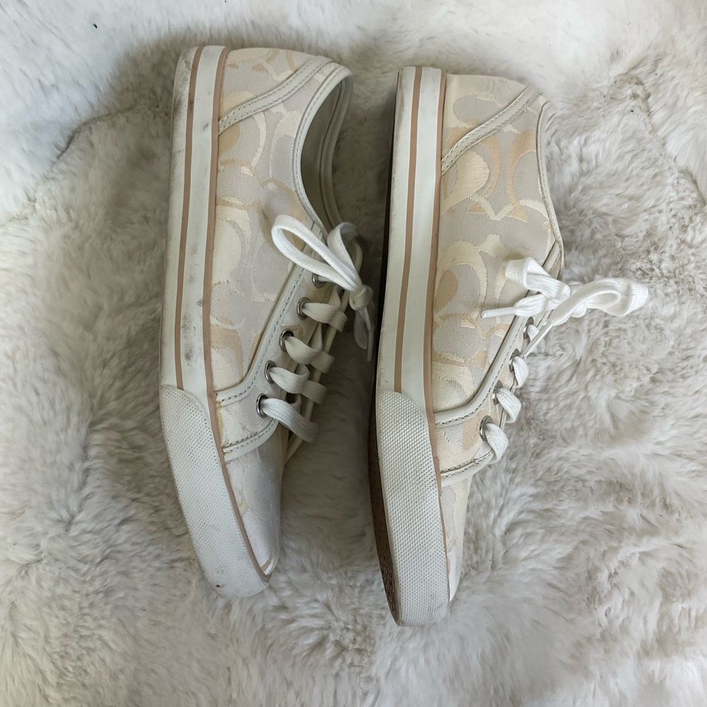 Coach Women’s Signature Dee Cream Lace-up Sneakers Shoes Size 8.5 - Picture 6 of 12